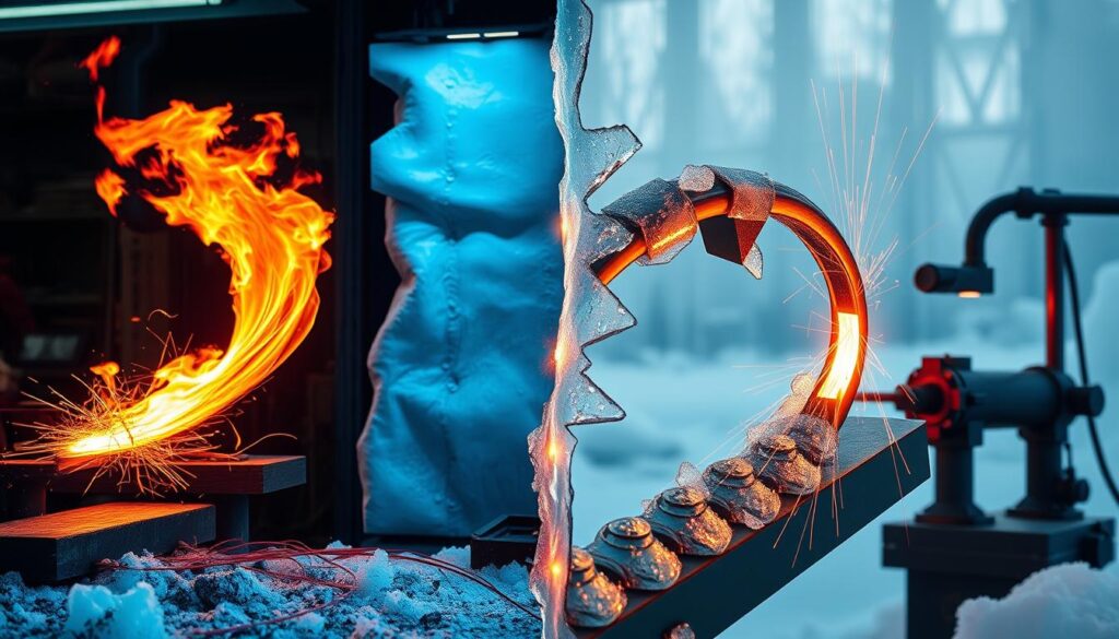 hot bending and cold bending, metal bending, induction bending, material behavior, temperature